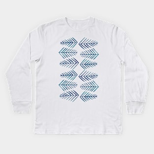 Watercolor pine trees - dark teal Kids Long Sleeve T-Shirt